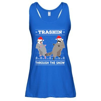 Trashin Through The Snow Garbage Gang Opossum Raccoon Santa Gift Ladies Essential Flowy Tank