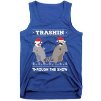 Trashin Through The Snow Garbage Gang Opossum Raccoon Santa Gift Tank Top