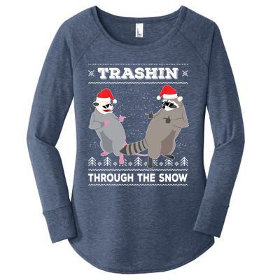 Trashin Through The Snow Garbage Gang Opossum Raccoon Santa Gift Women's Perfect Tri Tunic Long Sleeve Shirt