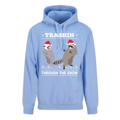 Trashin Through The Snow Garbage Gang Opossum Raccoon Santa Gift Unisex Surf Hoodie