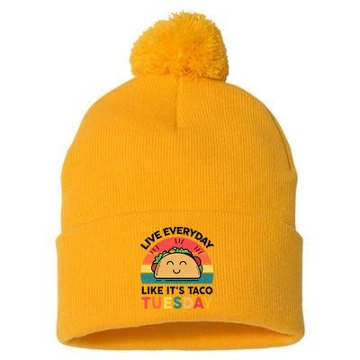 Taco Taco Tuesday Mexican Fiesta Women Boy Funny Pom Pom 12in Knit Beanie