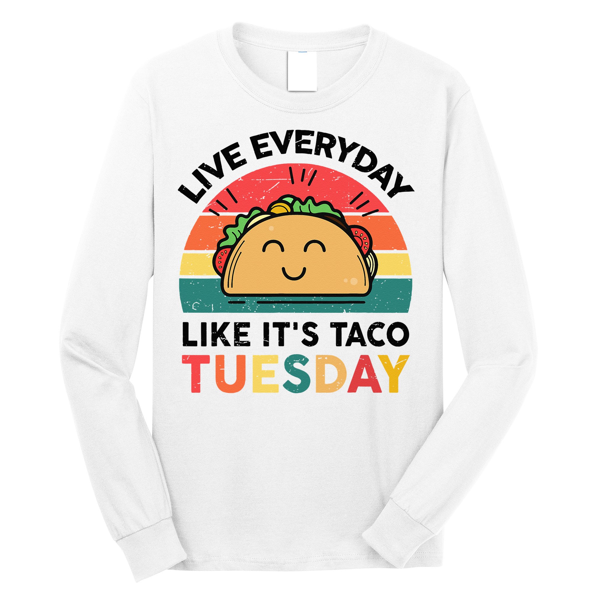 Taco Taco Tuesday Mexican Fiesta Women Boy Funny Long Sleeve Shirt
