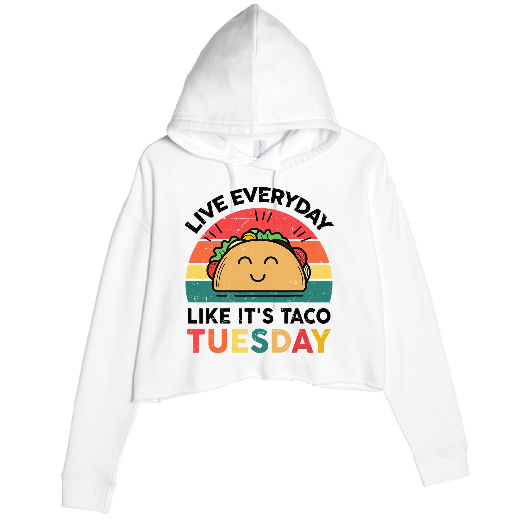 Taco Taco Tuesday Mexican Fiesta Women Boy Funny Crop Fleece Hoodie