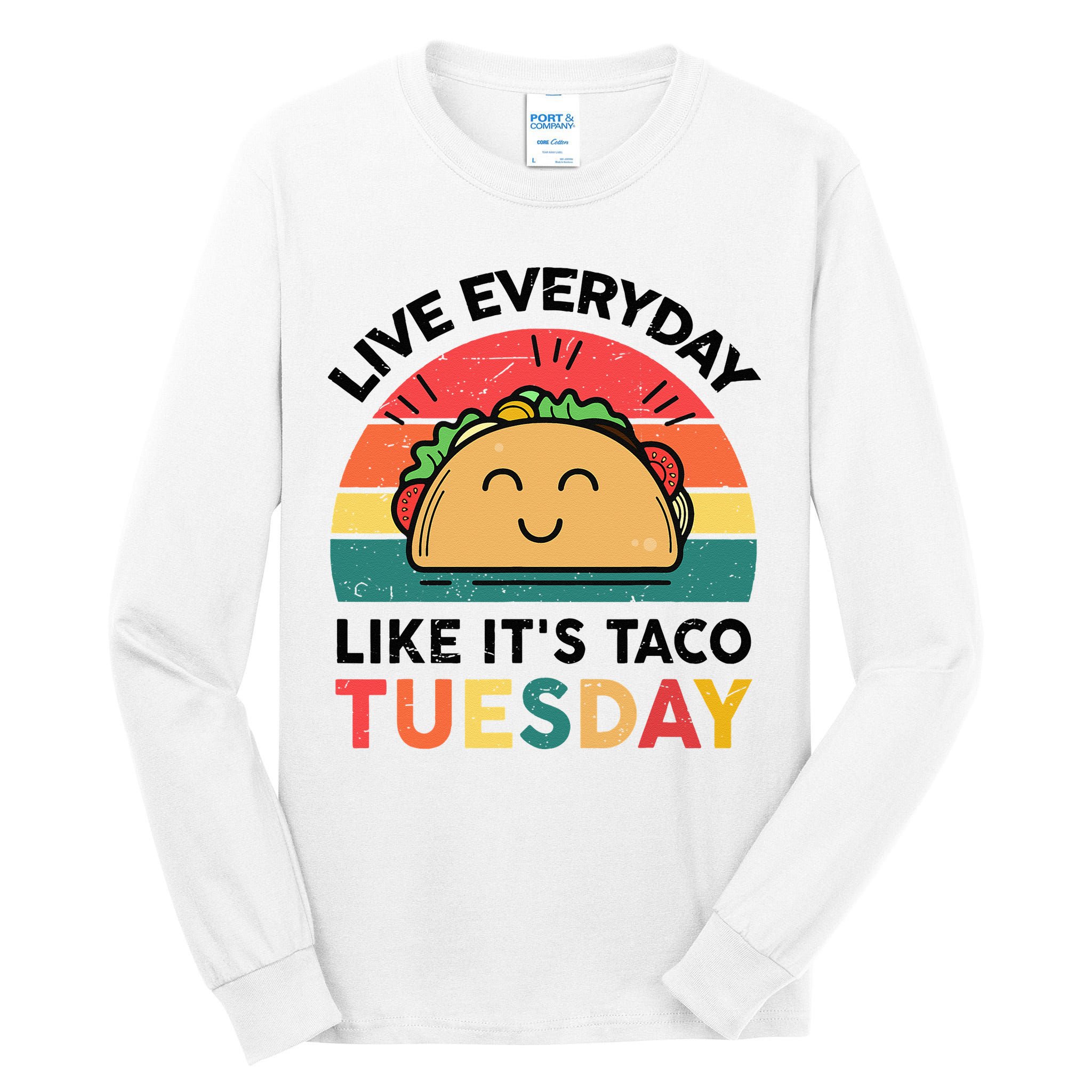 Taco Taco Tuesday Mexican Fiesta Women Boy Funny Tall Long Sleeve T-Shirt