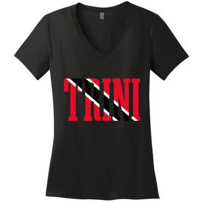 Trinidad & Tobago Trini Trinidadian Flag Pride Women's V-Neck T-Shirt
