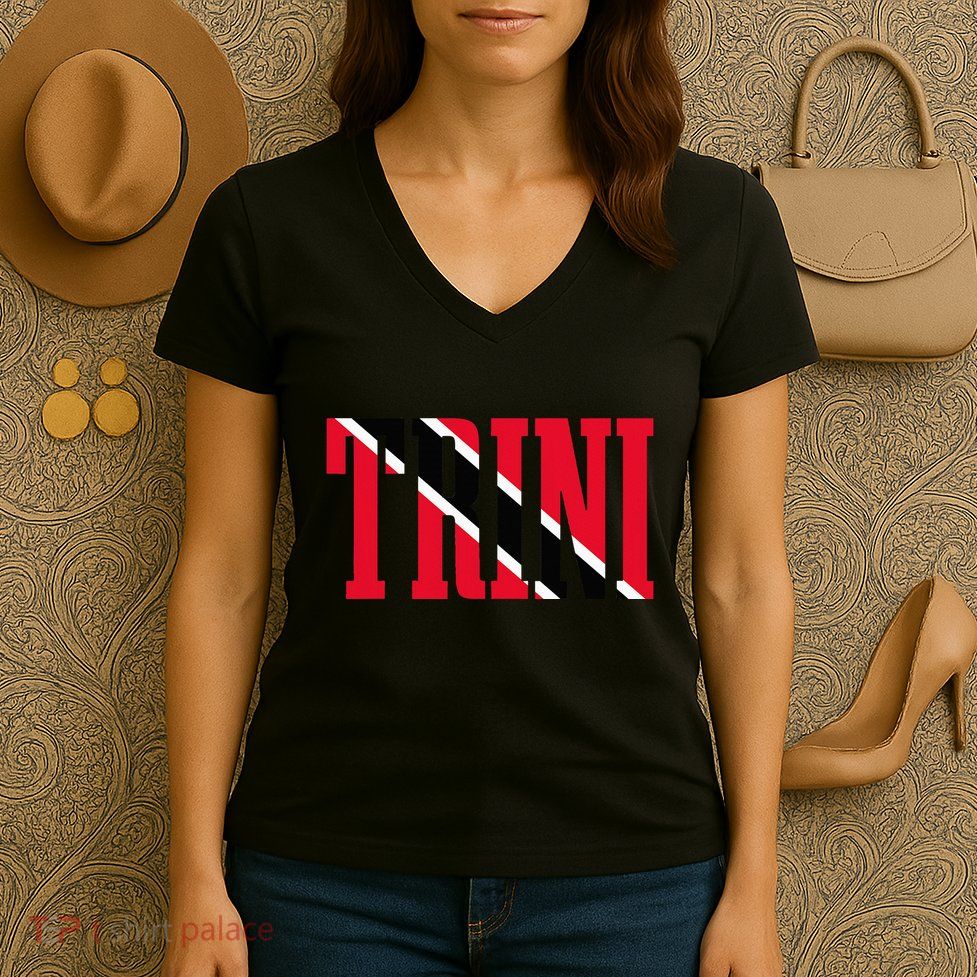 Trinidad & Tobago Trini Trinidadian Flag Pride Women's V-Neck T-Shirt