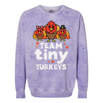 Team Tiny Turkeys Cute Thanksgiving Day Nicu Nurse Teacher Colorblast Crewneck Sweatshirt