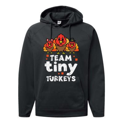 Team Tiny Turkeys Cute Thanksgiving Day Nicu Nurse Teacher Performance Fleece Hoodie