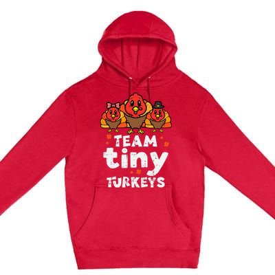 Team Tiny Turkeys Cute Thanksgiving Day Nicu Nurse Teacher Premium Pullover Hoodie