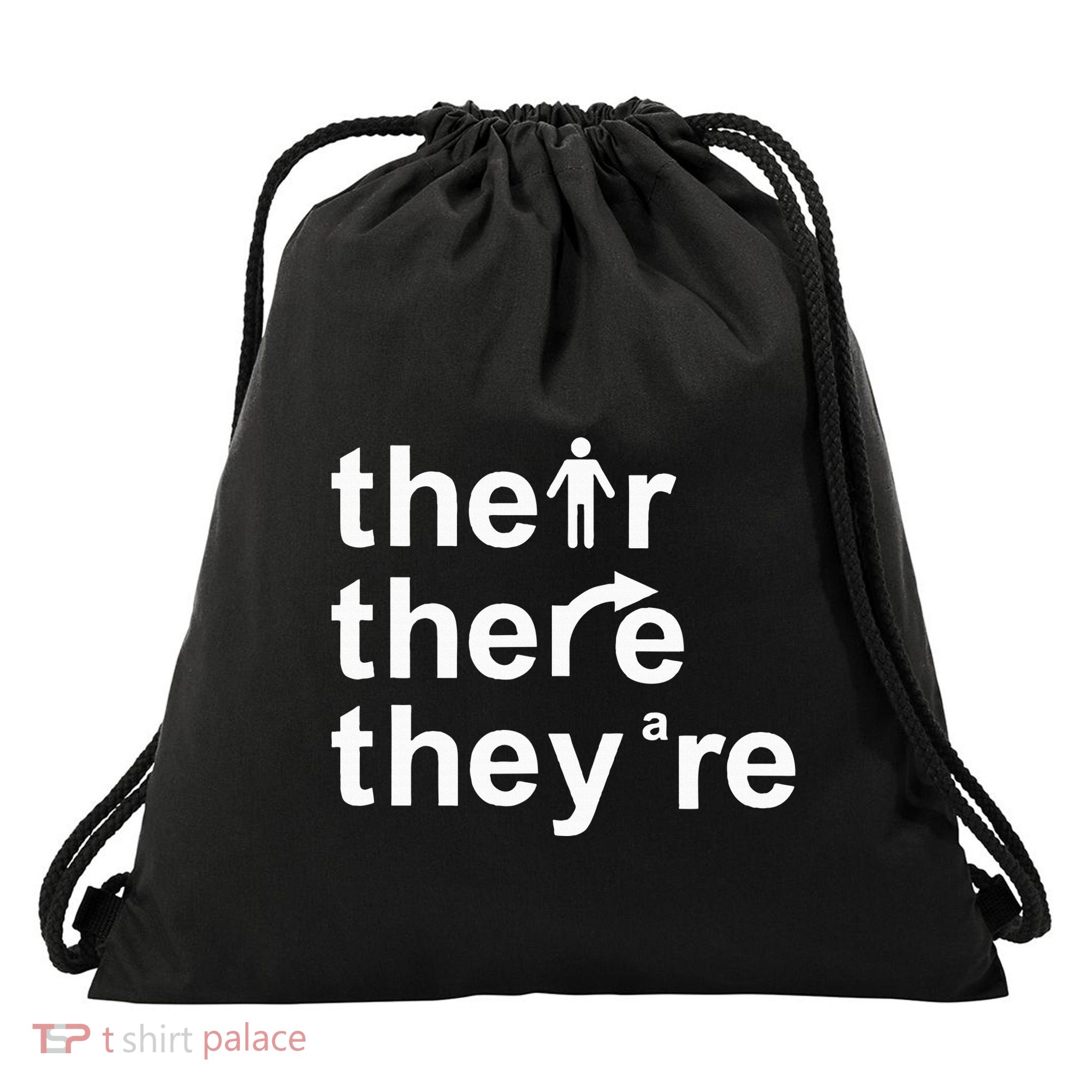 Their There TheyRe Drawstring Bag