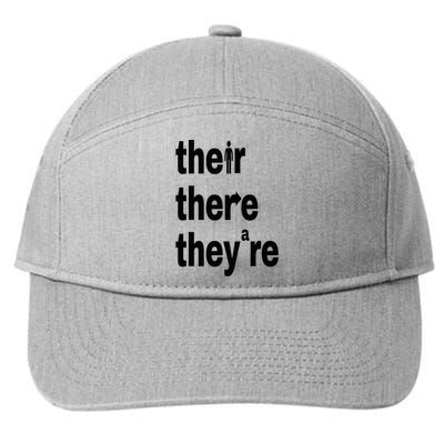 Their There They're Grammar Nerd Funny English Classroom 7-Panel Snapback Hat