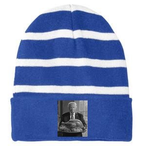 Trump Thanksgiving Turkey Funny Celebration Gift Striped Beanie with Solid Band