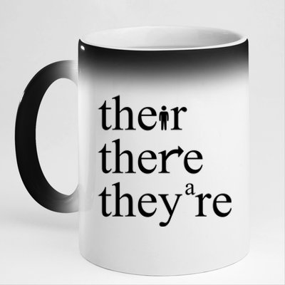 There Their They're Funny Grammar 11oz Black Color Changing Mug