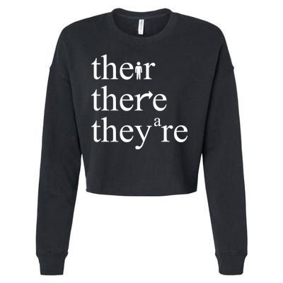 There Their They're Funny Grammar Cropped Pullover Crew