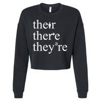 There Their They're Funny Grammar Cropped Pullover Crew