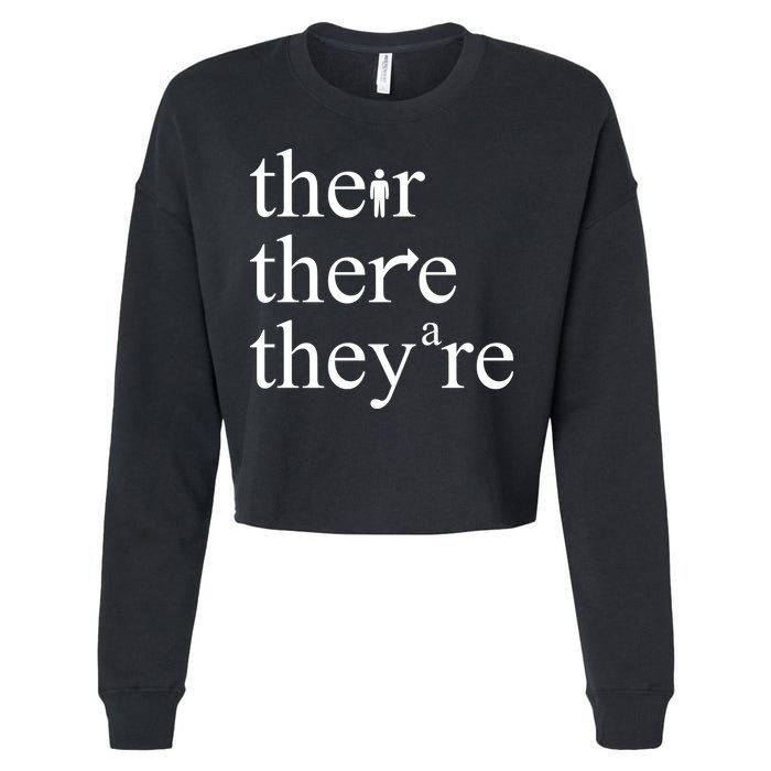 There Their They're Funny Grammar Cropped Pullover Crew