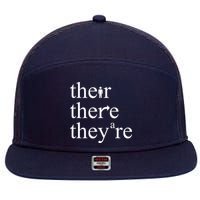 There Their They're Funny Grammar 7 Panel Mesh Trucker Snapback Hat
