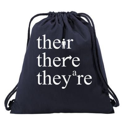 There Their They're Funny Grammar Drawstring Bag