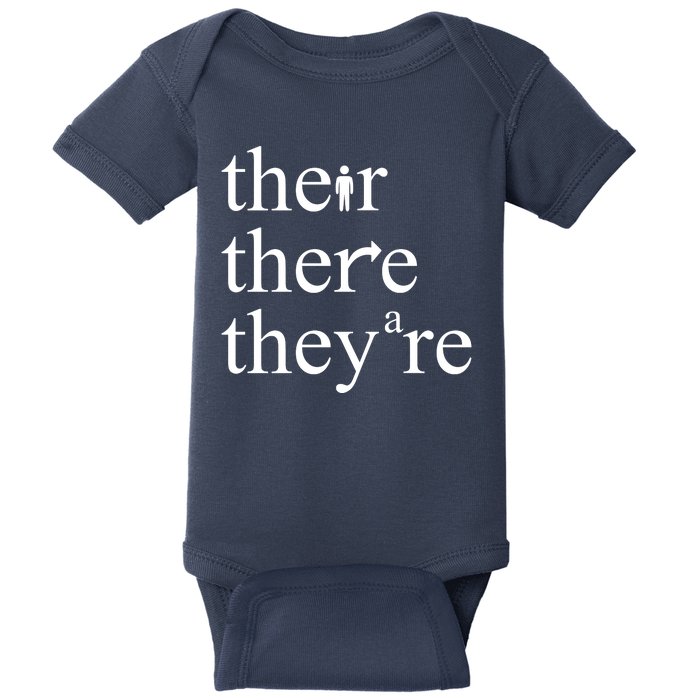 There Their They're Funny Grammar Baby Bodysuit