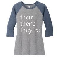 There Their They're Funny Grammar Women's Tri-Blend 3/4-Sleeve Raglan Shirt