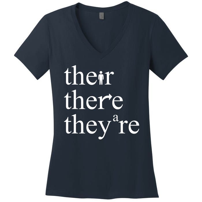 There Their They're Funny Grammar Women's V-Neck T-Shirt