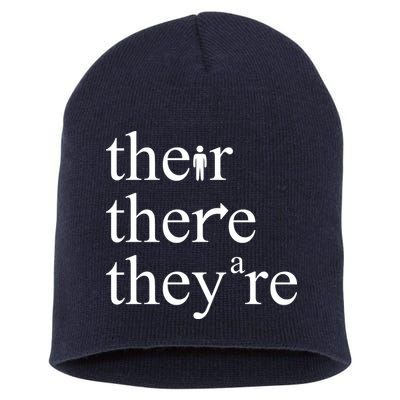 There Their They're Funny Grammar Short Acrylic Beanie