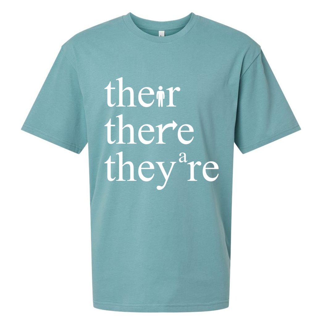 There Their They're Funny Grammar Sueded Cloud Jersey T-Shirt