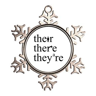 There Their They're Funny Grammar Metallic Star Ornament