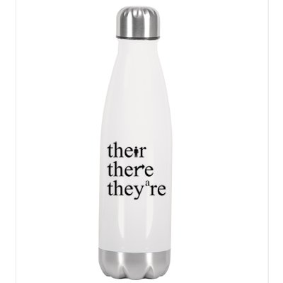 There Their They're Funny Grammar Stainless Steel Insulated Water Bottle