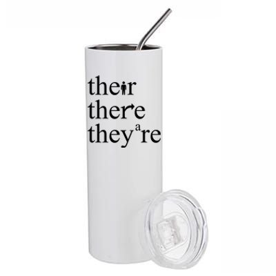 There Their They're Funny Grammar Stainless Steel Tumbler