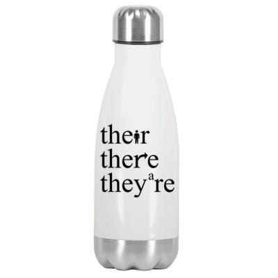 There Their They're Funny Grammar Stainless Steel Insulated Water Bottle