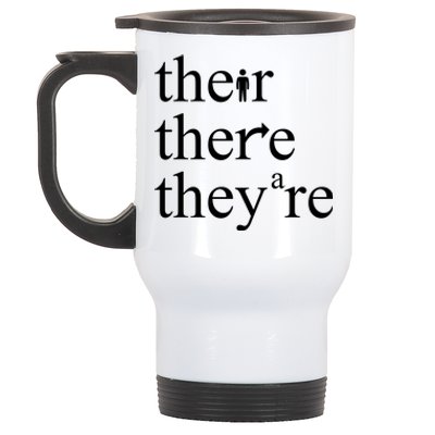 There Their They're Funny Grammar Stainless Steel Travel Mug