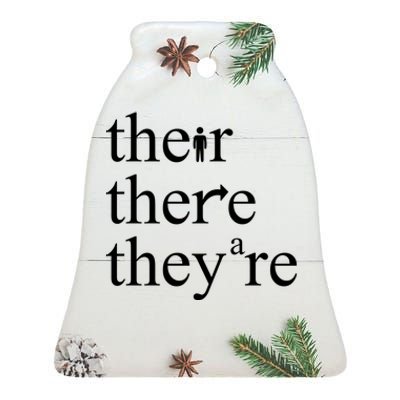 There Their They're Funny Grammar Ceramic Bell Ornament