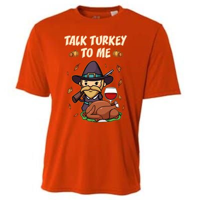 Talk Turkey To Me Funny Thanksgiving Holiday Family Dinner Gift Cooling Performance Crew T-Shirt