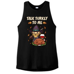 Talk Turkey To Me Funny Thanksgiving Holiday Family Dinner Gift Ladies PosiCharge Tri-Blend Wicking Tank