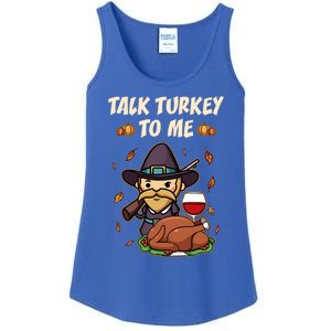 Talk Turkey To Me Funny Thanksgiving Holiday Family Dinner Gift Ladies Essential Tank