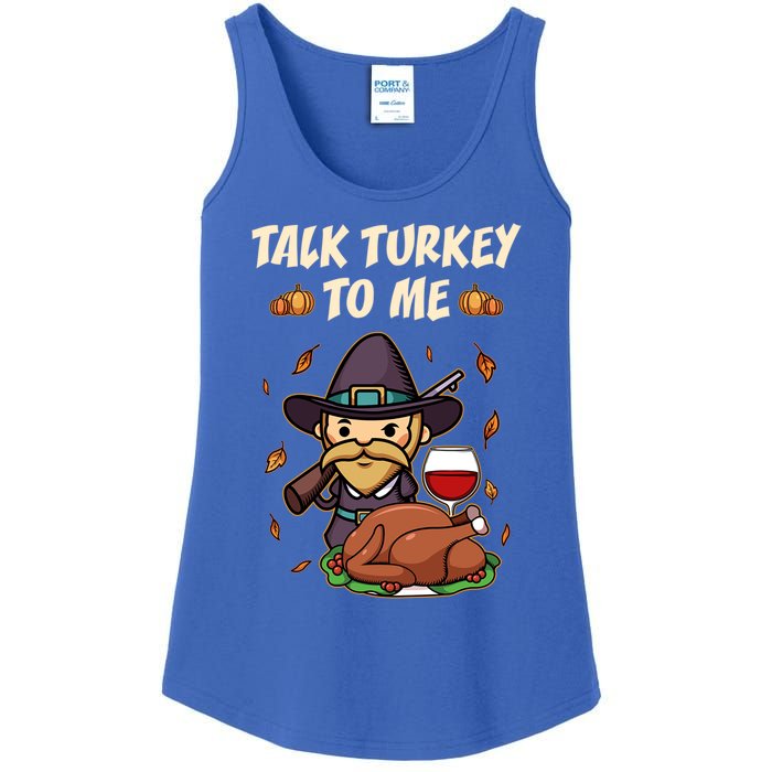 Talk Turkey To Me Funny Thanksgiving Holiday Family Dinner Gift Ladies Essential Tank