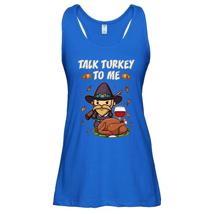 Talk Turkey To Me Funny Thanksgiving Holiday Family Dinner Gift Ladies Essential Flowy Tank