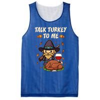 Talk Turkey To Me Funny Thanksgiving Holiday Family Dinner Gift Mesh Reversible Basketball Jersey Tank