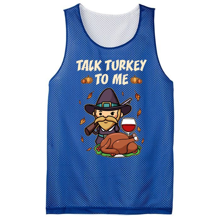 Talk Turkey To Me Funny Thanksgiving Holiday Family Dinner Gift Mesh Reversible Basketball Jersey Tank