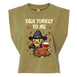 Talk Turkey To Me Funny Thanksgiving Holiday Family Dinner Gift Garment-Dyed Women's Muscle Tee