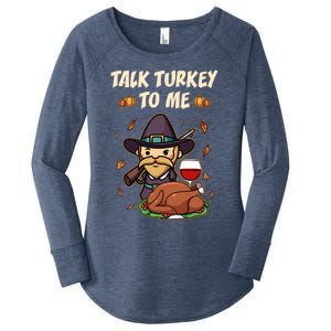 Talk Turkey To Me Funny Thanksgiving Holiday Family Dinner Gift Women's Perfect Tri Tunic Long Sleeve Shirt