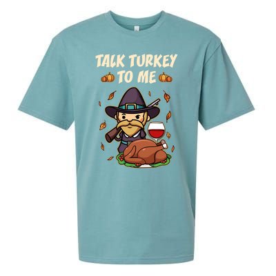 Talk Turkey To Me Funny Thanksgiving Holiday Family Dinner Gift Sueded Cloud Jersey T-Shirt