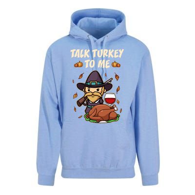 Talk Turkey To Me Funny Thanksgiving Holiday Family Dinner Gift Unisex Surf Hoodie