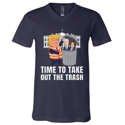 Time To Take Out The Trash Funny Trump V-Neck T-Shirt