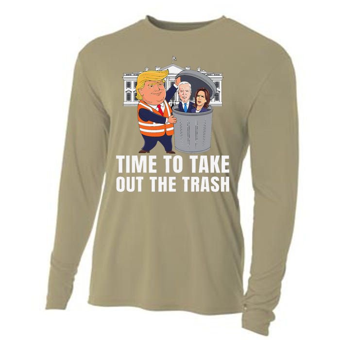 Time To Take Out The Trash Funny Trump Cooling Performance Long Sleeve Crew