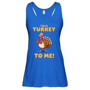 Talk Turkey To Me Funny Thanksgiving Sarcastic Joke Humor Cool Gift Ladies Essential Flowy Tank