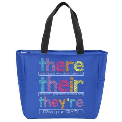 There Their TheyRe English Grammar Teacher Zip Tote Bag