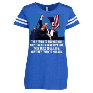 They Tried To Silence Him Trump Enza Ladies Jersey Football T-Shirt