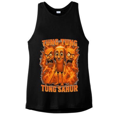 Tung Tung Tung Sahur Italian Brainrot Meme Bootleg Gift Ladies PosiCharge Tri-Blend Wicking Tank